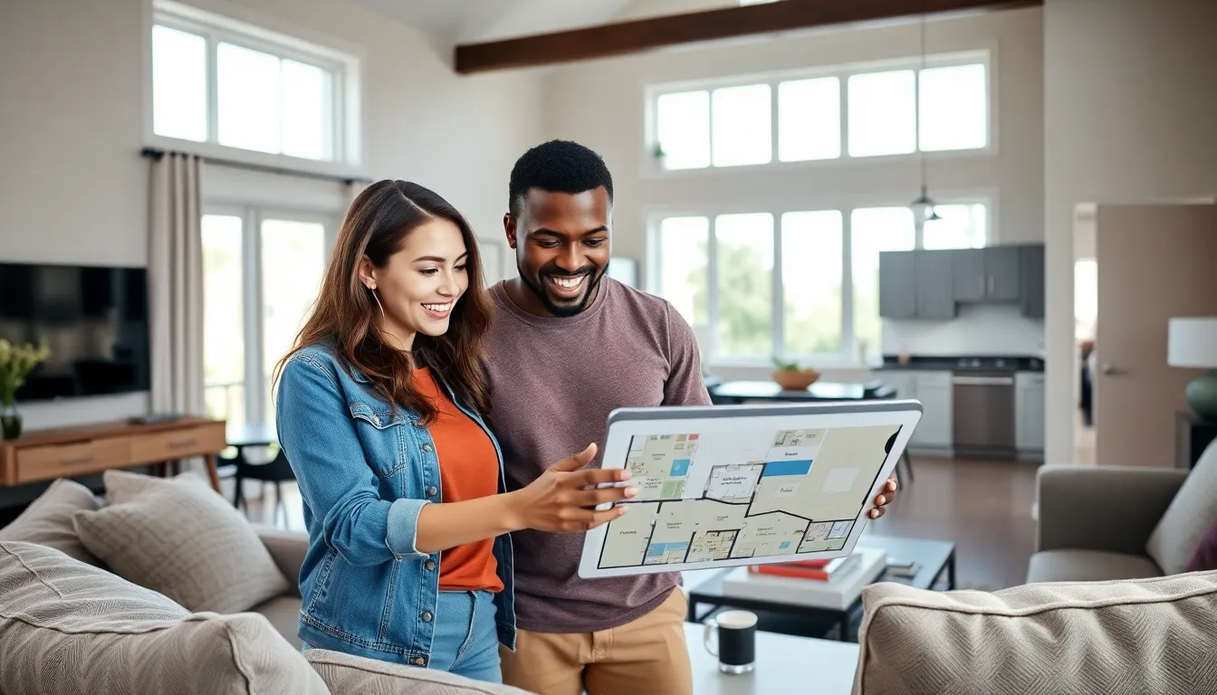 diverse group discussing house hacking in a modern multi-family home.