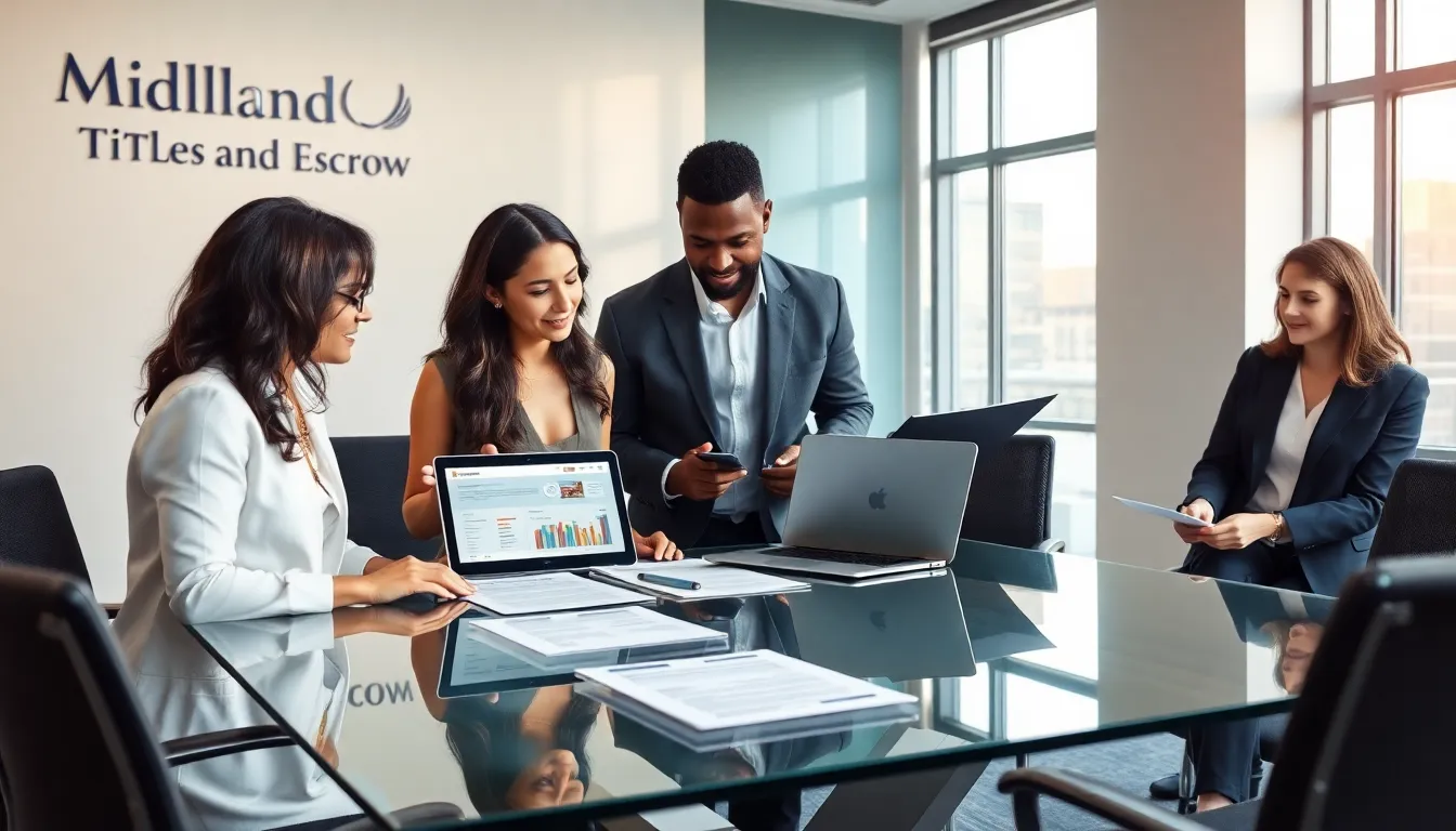 diverse team discussing real estate documents in a modern office.