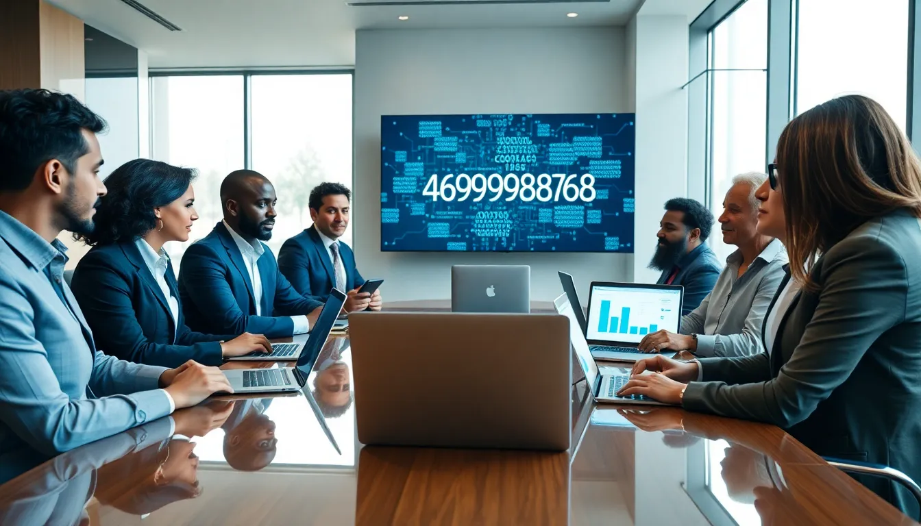 diverse team discussing data management in a modern office.